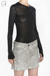 BORIS BIDJAN SABERI WLS1 series women's cotton cashmere long-sleeved T-shirt WLS1.MID FTT00001-HEI black
